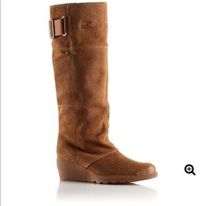 Sorel Toronto Wedge Suede Tall Boot-cognac brown